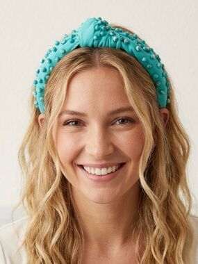 Lele Sadoughi Turquoise Tonal Howlite Round Beaded Embellished Headband